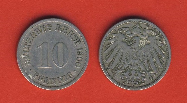  Kaiserreich 10 Pfennig 1900 F   
