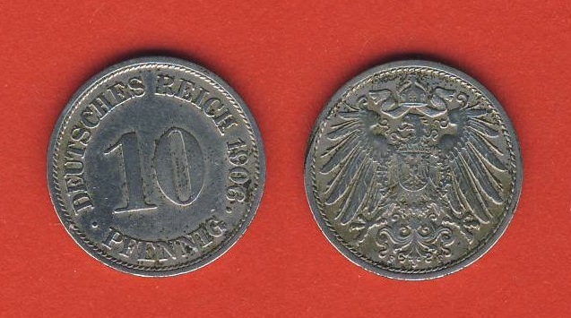  Kaiserreich 10 Pfennig 1906 F   