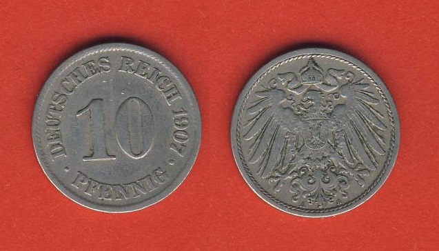  Kaiserreich 10 Pfennig 1907 A   