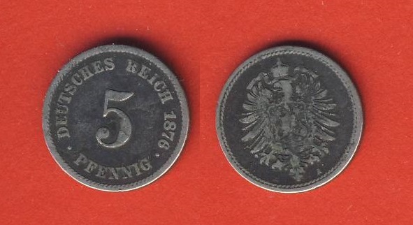  Kaiserreich 5 Pfennig 1876 A   
