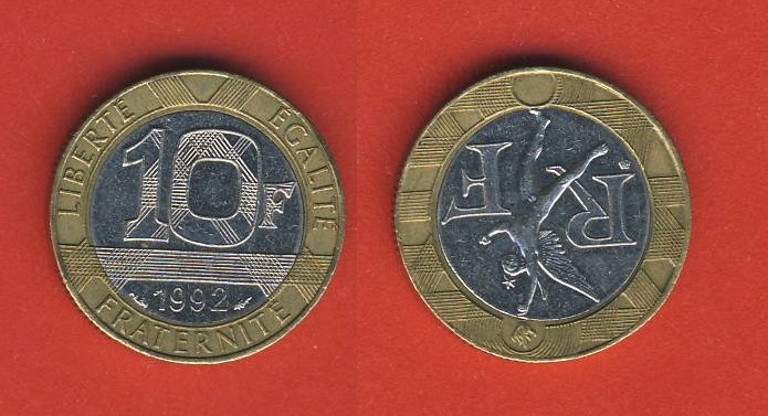  Frankreich 10 Francs 1992   