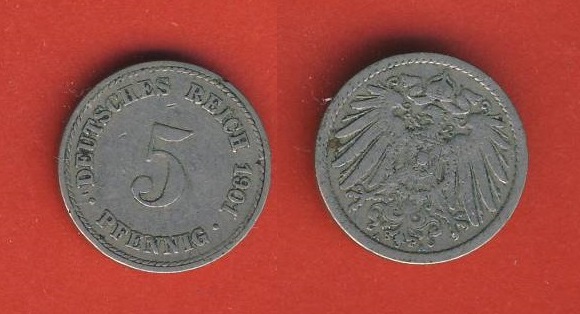  Kaiserreich 5 Pfennig 1901 A   