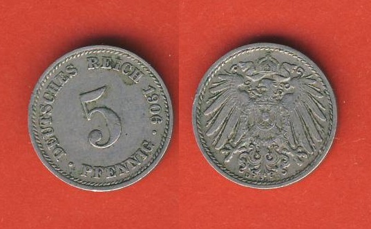  Kaiserreich 5 Pfennig 1906 D   