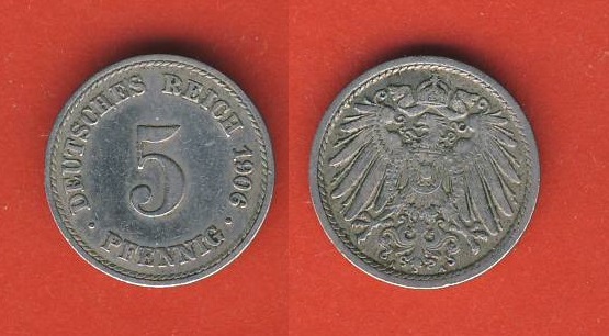  Kaiserreich 5 Pfennig 1906 A   