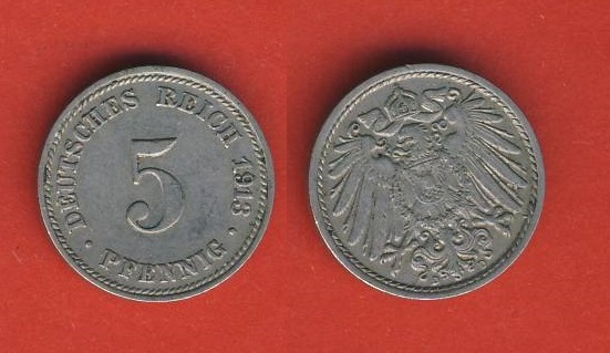  Kaiserreich 5 Pfennig 1913 D   