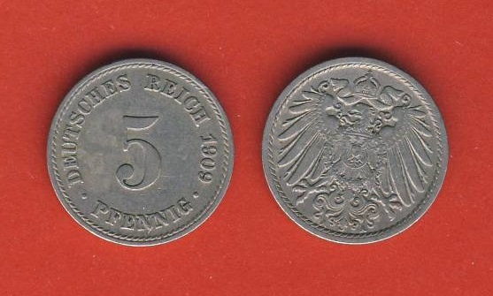  Kaiserreich 5 Pfennig 1909 A   