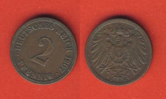  Kaiserreich 2 Pfennig 1907 A   