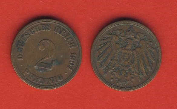  Kaiserreich 2 Pfennig 1904 A   