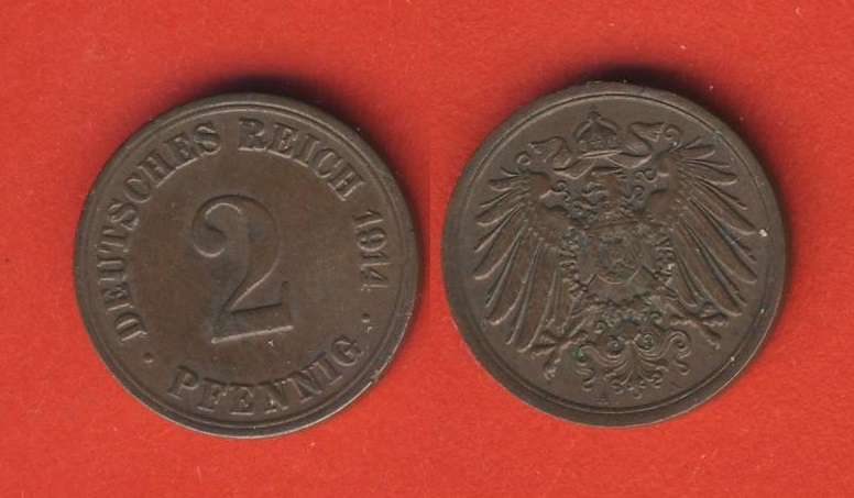  Kaiserreich 2 Pfennig 1914 A   