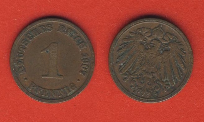  Kaiserreich 1 Pfennig 1907 A   