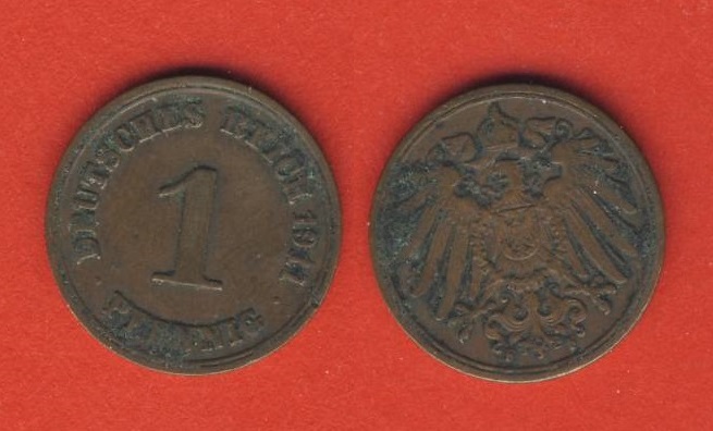  Kaiserreich 1 Pfennig 1911 F   