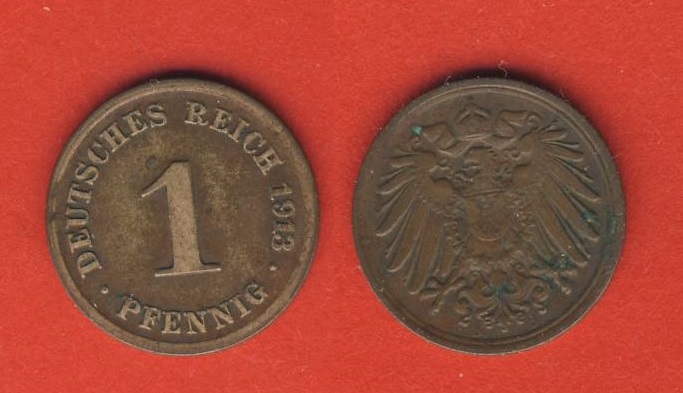 Kaiserreich 1 Pfennig 1913 D   