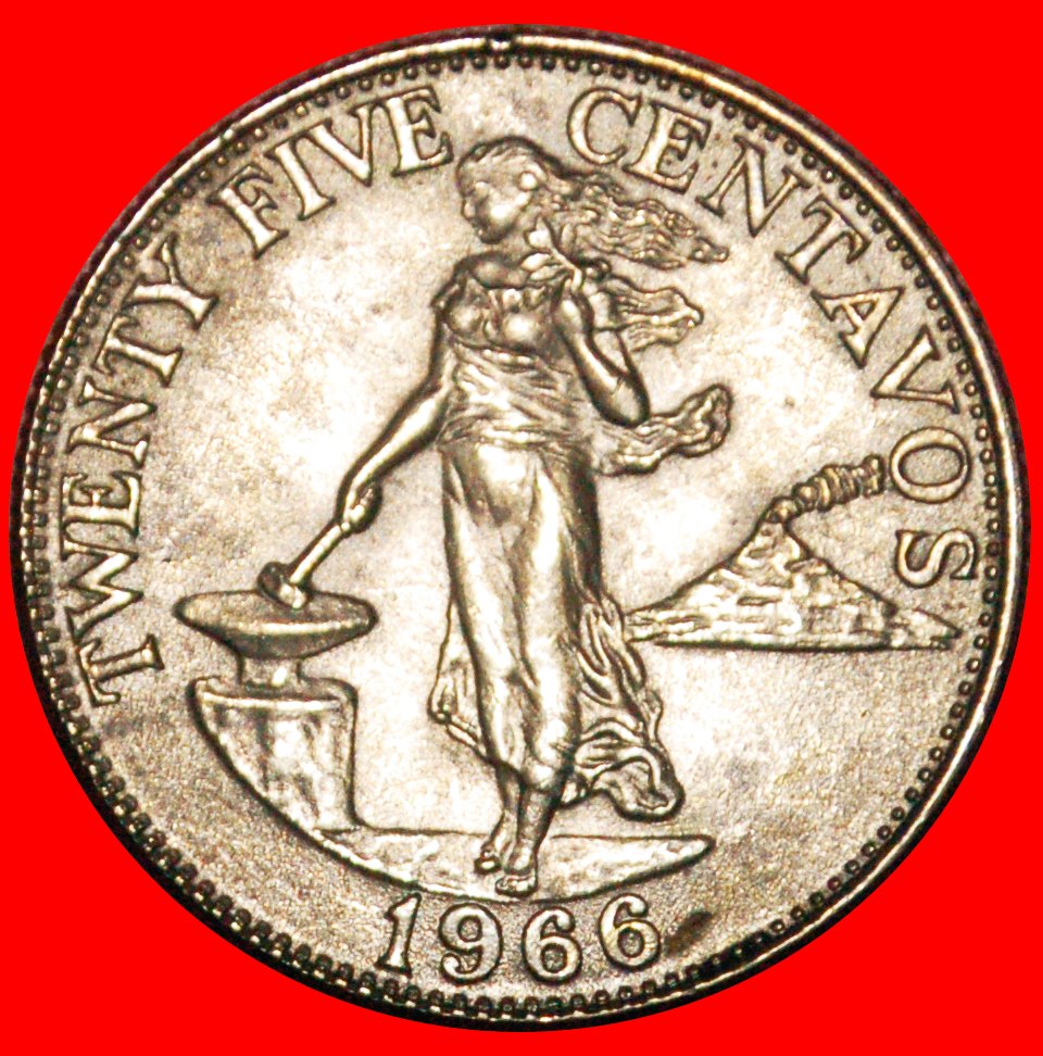 * USA UND GROSSBRITANNIEN (1958-1966):PHILIPPINEN★25 CENTAVOS 1966 VZGL STEMPELGLANZ★OHNE VORBEHALT!