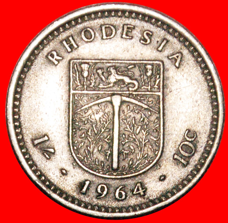  * DOPPELTE WERT: RHODESIEN ★ 1 SHILLING - 10 CENTS 1964! ELISABETH II. (1953-2022) OHNE VORBEHALT!   