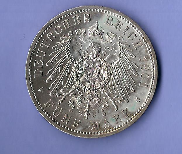  5 Mark Preussen 1901 vz Golden Gate Münzenankauf Koblenz Frank Maurer X318   