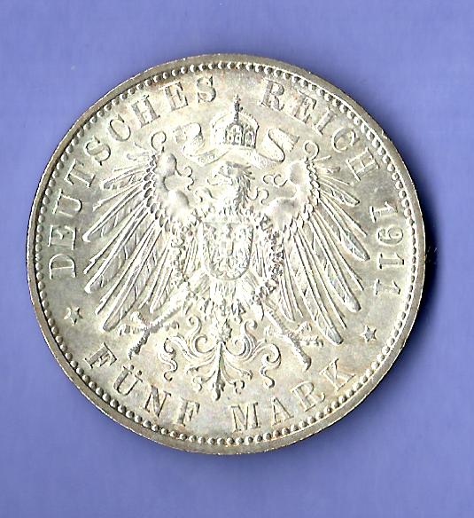  5 Mark Bayern 1911 st- Golden Gate Münzenankauf Koblenz Frank Maurer X322   