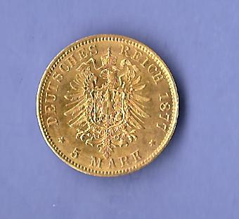  5 Mark Hamburg 1877 J RRR fast st Golden Gate Münzenankauf Koblenz Frank Maurer X332   