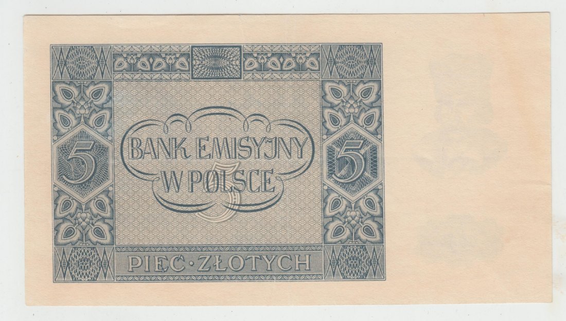  Ro. 573, Besatzungsausgaben 2 Weltkrieg, Generalgouvernement Polen, 5 Zlotych, leicht gebraucht II   