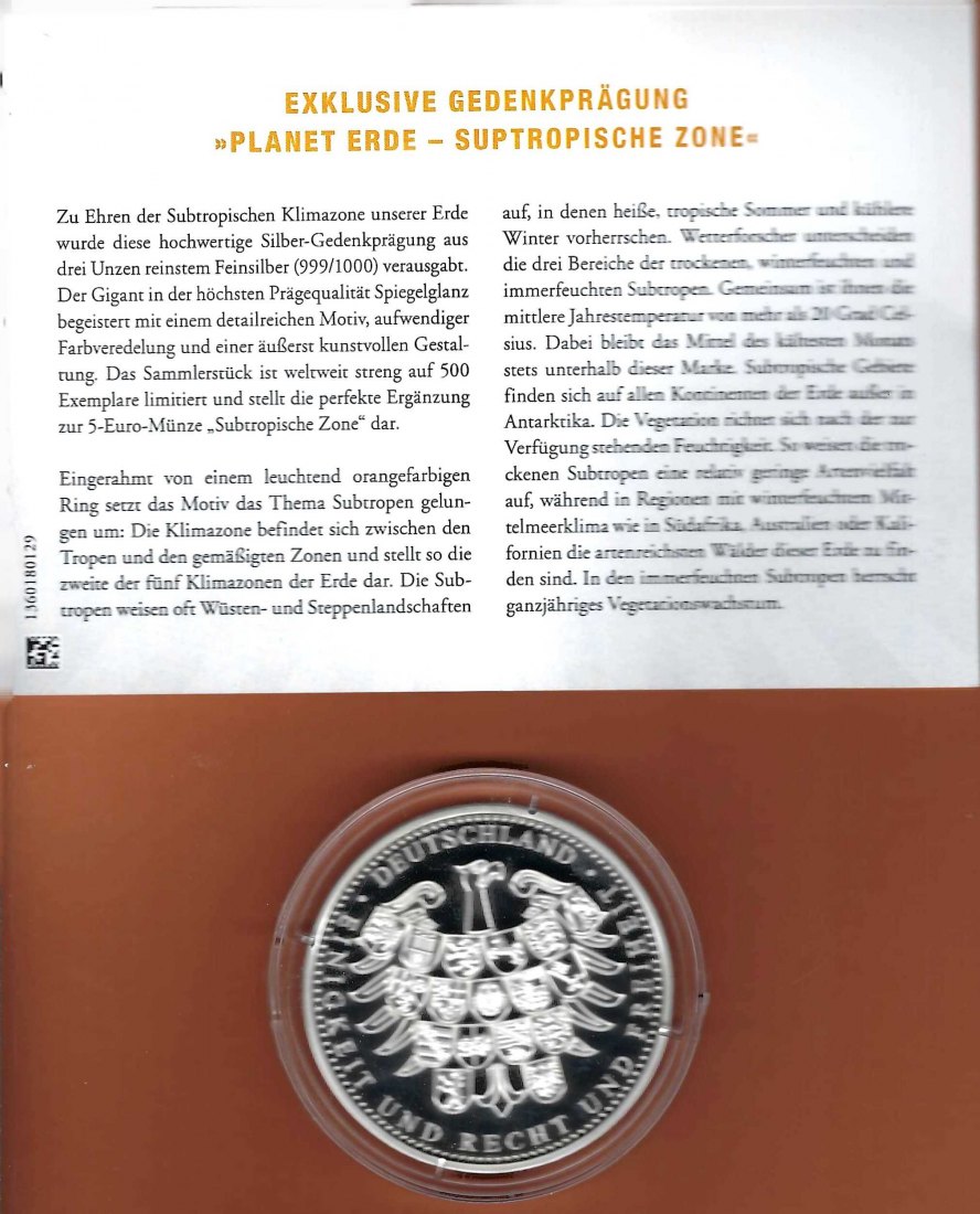 Medaille Subtropische Zone 3oz Silber selten PP Golden Gate Münzenankauf Koblenz Frank Maurer X427   