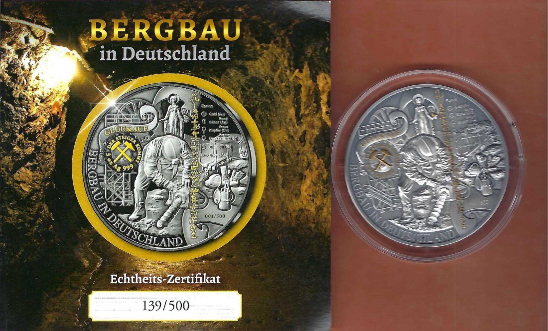  Medaille Bergbau 3oz Silber selten PP Golden Gate Münzenankauf Koblenz Frank Maurer X431   