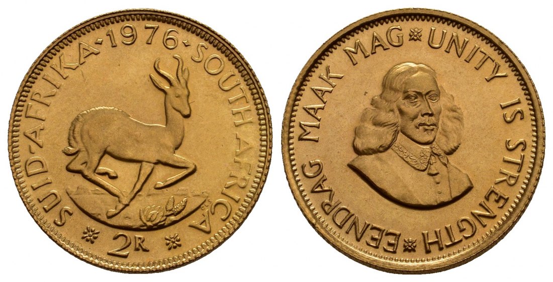 PEUS 9557 Südafrika 7,32 g Feingold 2 Rand GOLD 1976 Fast Stempelglanz