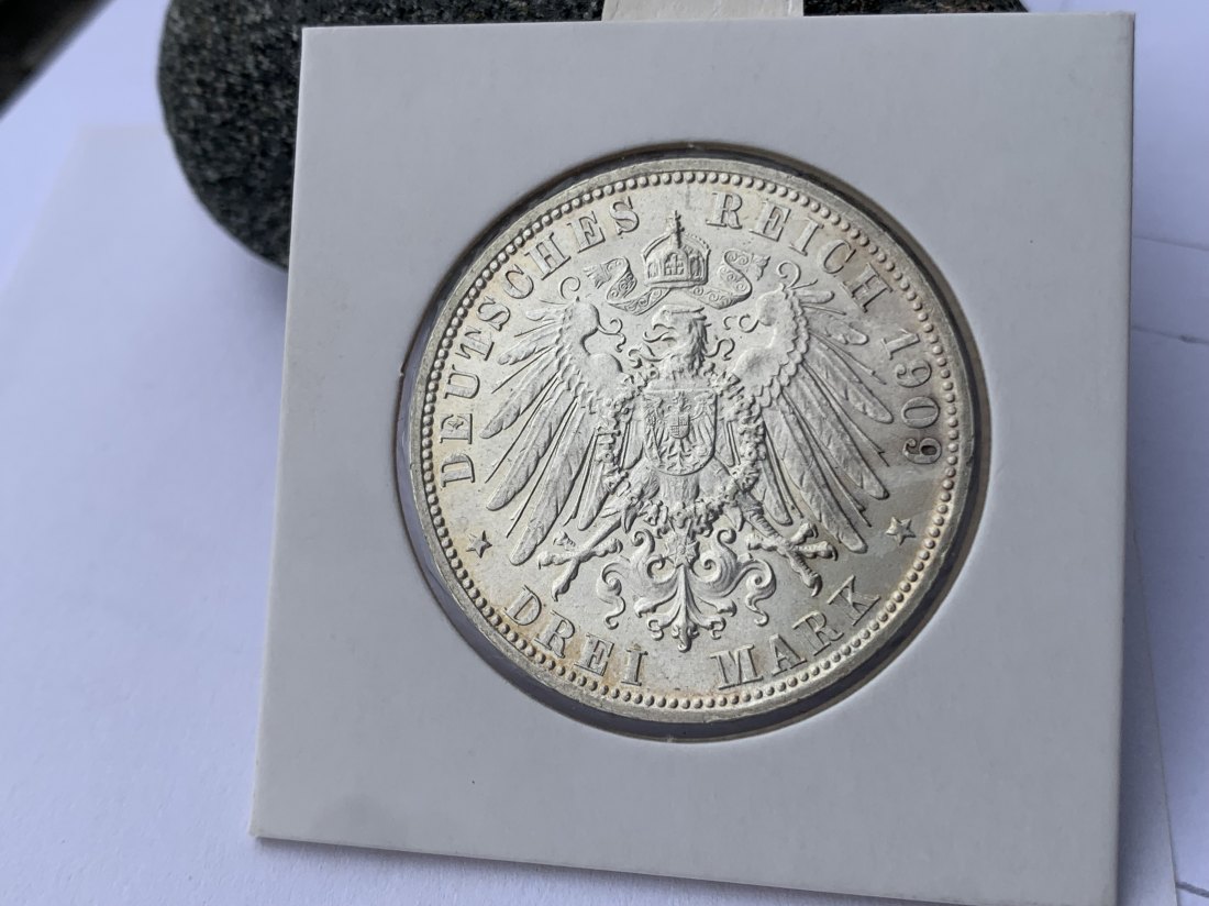  Bayern 3 Mark 1909D J 47 in sehr guter Erhaltung bfr./stg.   