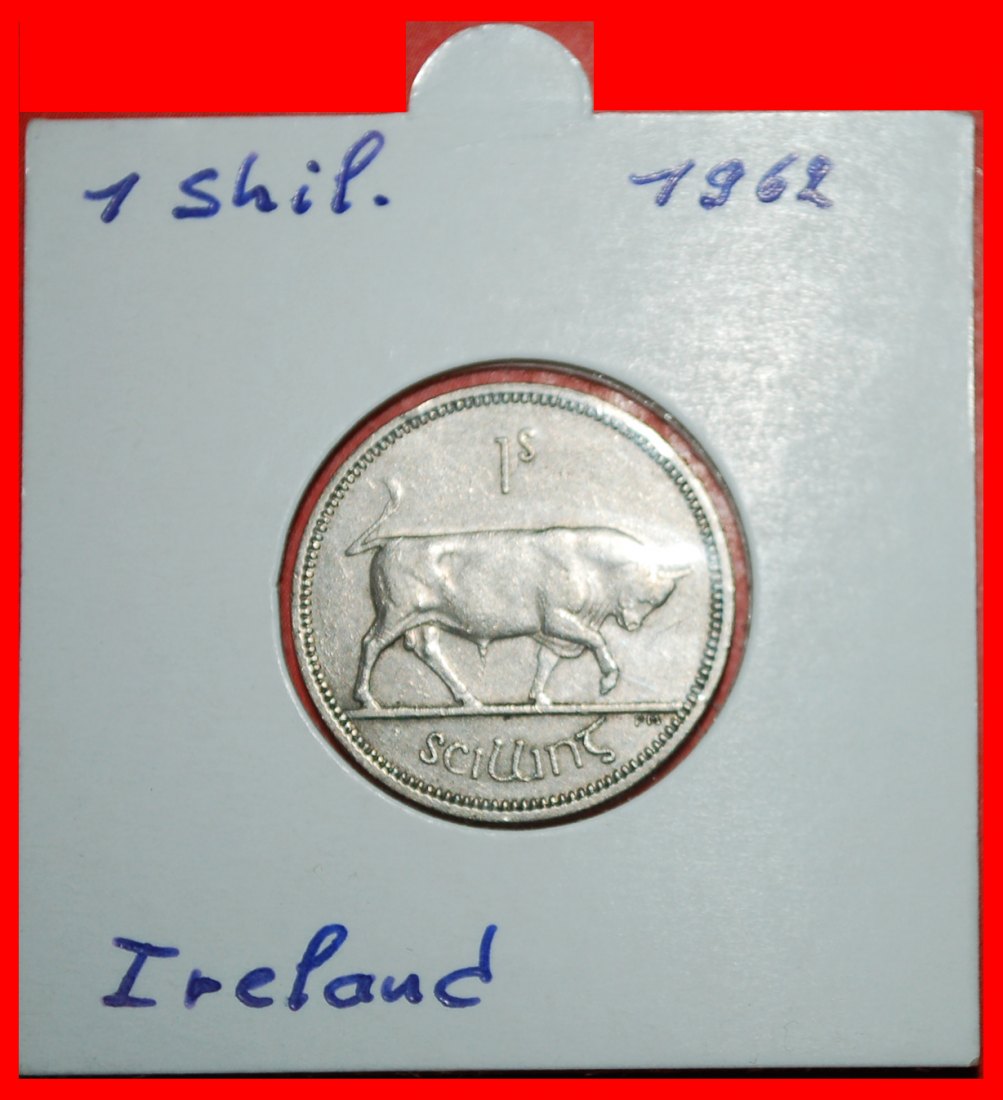  * GREAT BRITAIN (1951-1968): IRELAND ★ 1 SHILLING 1962 BULL! IN HOLDER!★LOW START ★ NO RESERVE!   