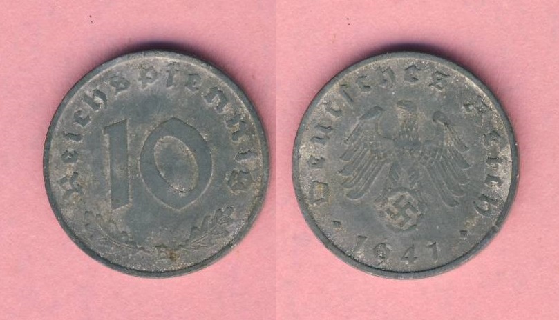  Drittes Reich 10 Reichspfennig 1941 B Zink   