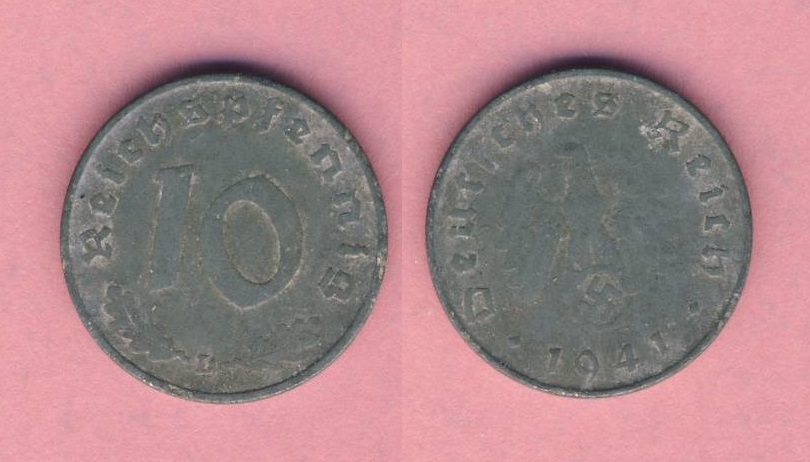  Drittes Reich 10 Reichspfennig 1941 D Zink   