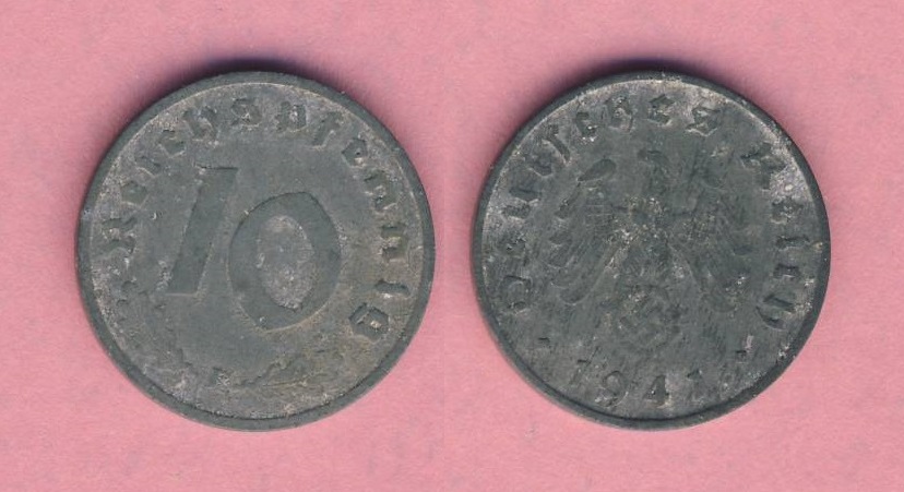  Drittes Reich 10 Reichspfennig 1941 F Zink   