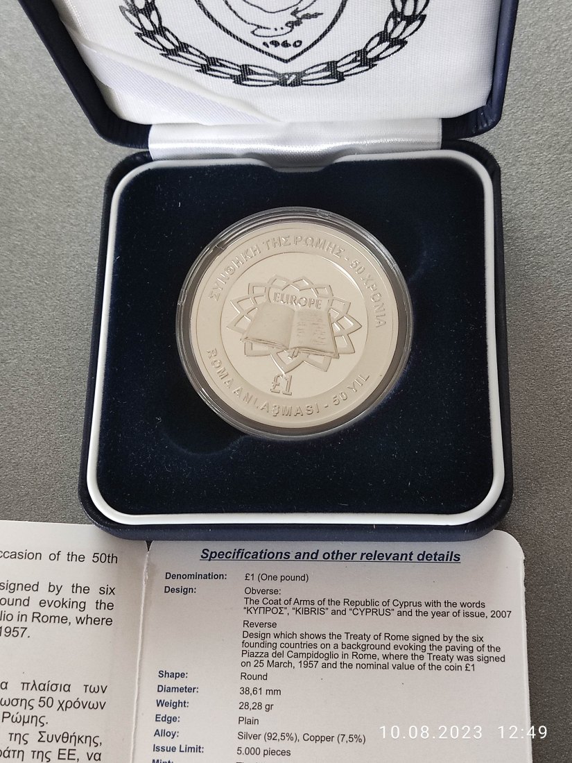  Zypern Cyprus £ 1 Silber 2007 proof pp römische Verträge   