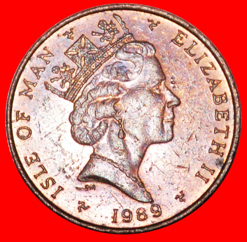  * GROSSBRITANNIEN 1988-1995:INSEL MAN★1 PENNY 1989AB ZAHNRAD★ELISABETH II. 1953-2022★OHNE VORBEHALT!   