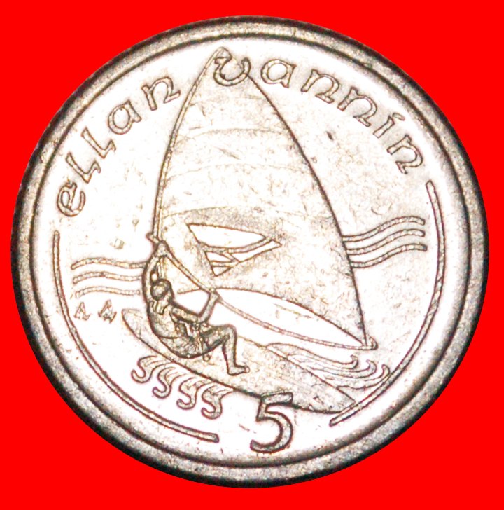 * GROSSBRITANNIEN 1990-1993: INSEL MAN★5 PENCE 1990AA SCHIFF★ELISABETH II. 1953-2022★OHNE VORBEHALT!