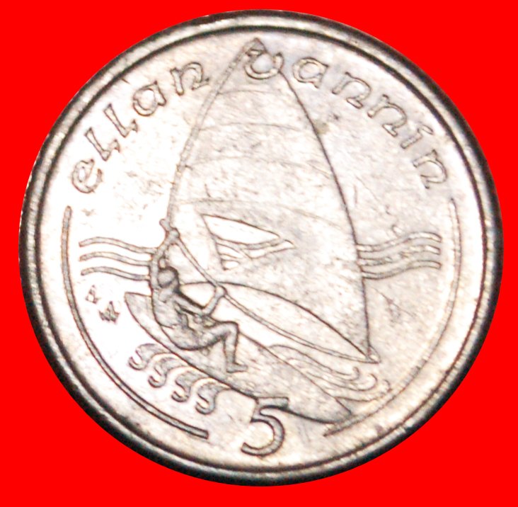 * GROSSBRITANNIEN 1990-1993: INSEL MAN★5 PENCE 1992AA SCHIFF★ELISABETH II. 1953-2022★OHNE VORBEHALT!