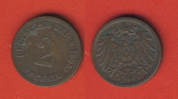  Kaiserreich 2 Pfennig 1905 A   
