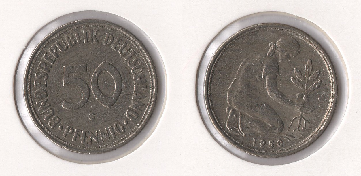  BRD 50 Pfennig 1950 G ss-vz   