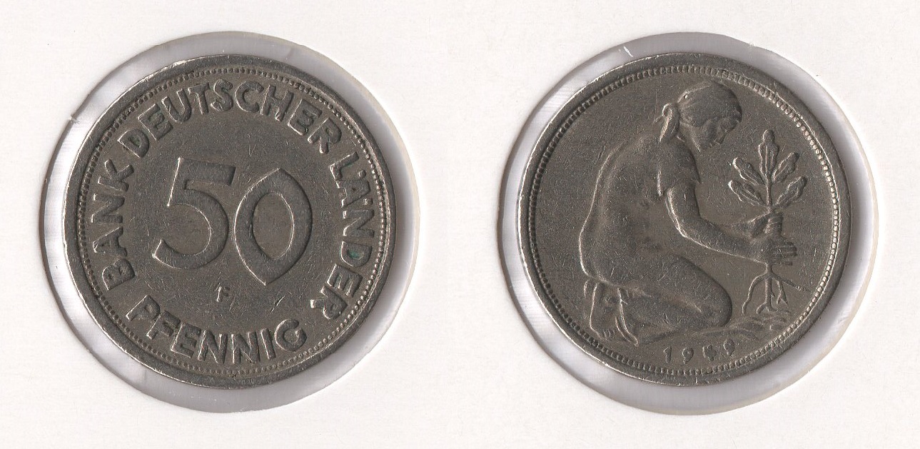  BRD 50 Pfennig 1949 -F- BDL ss-vz   