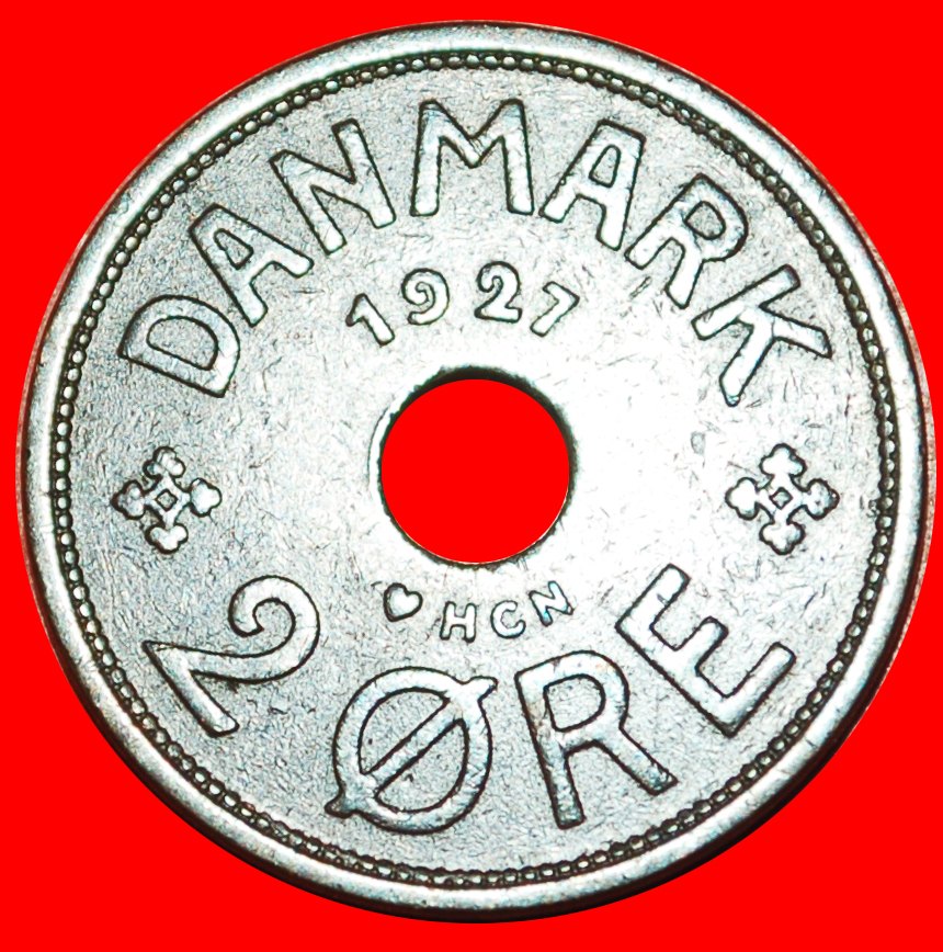  * LOCH (1926-1940): DÄNEMARK ★ 2 OERE 1927! Christian X. (1912-1947) ★OHNE VORBEHALT!   