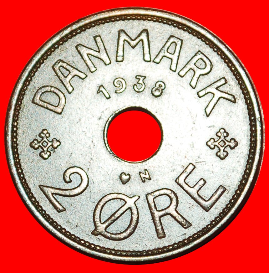  * LOCH (1926-1940): DÄNEMARK ★ 2 OERE 1938! Christian X. (1912-1947) ★OHNE VORBEHALT!   