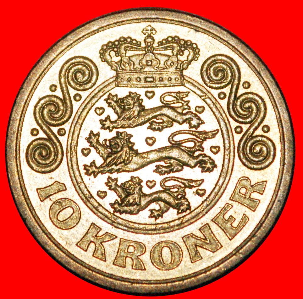 * DAS 3. BILDNIS (1994-1999): DÄNEMARK★10 KRONER 1995 STEMPEL B! MARGRETHE II. 1972-★OHNE VORBEHALT!