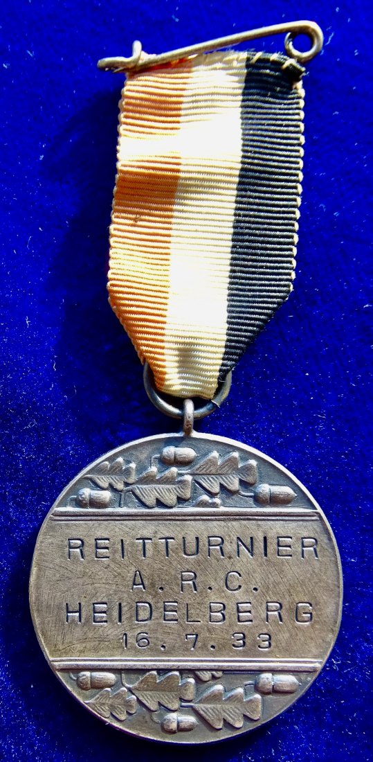  Reiturnier Heidelberg, Baden 18. Juli 1933 Silber-Medaille  BHM (B.H. Mayer's Kunstprägeanstalt)   