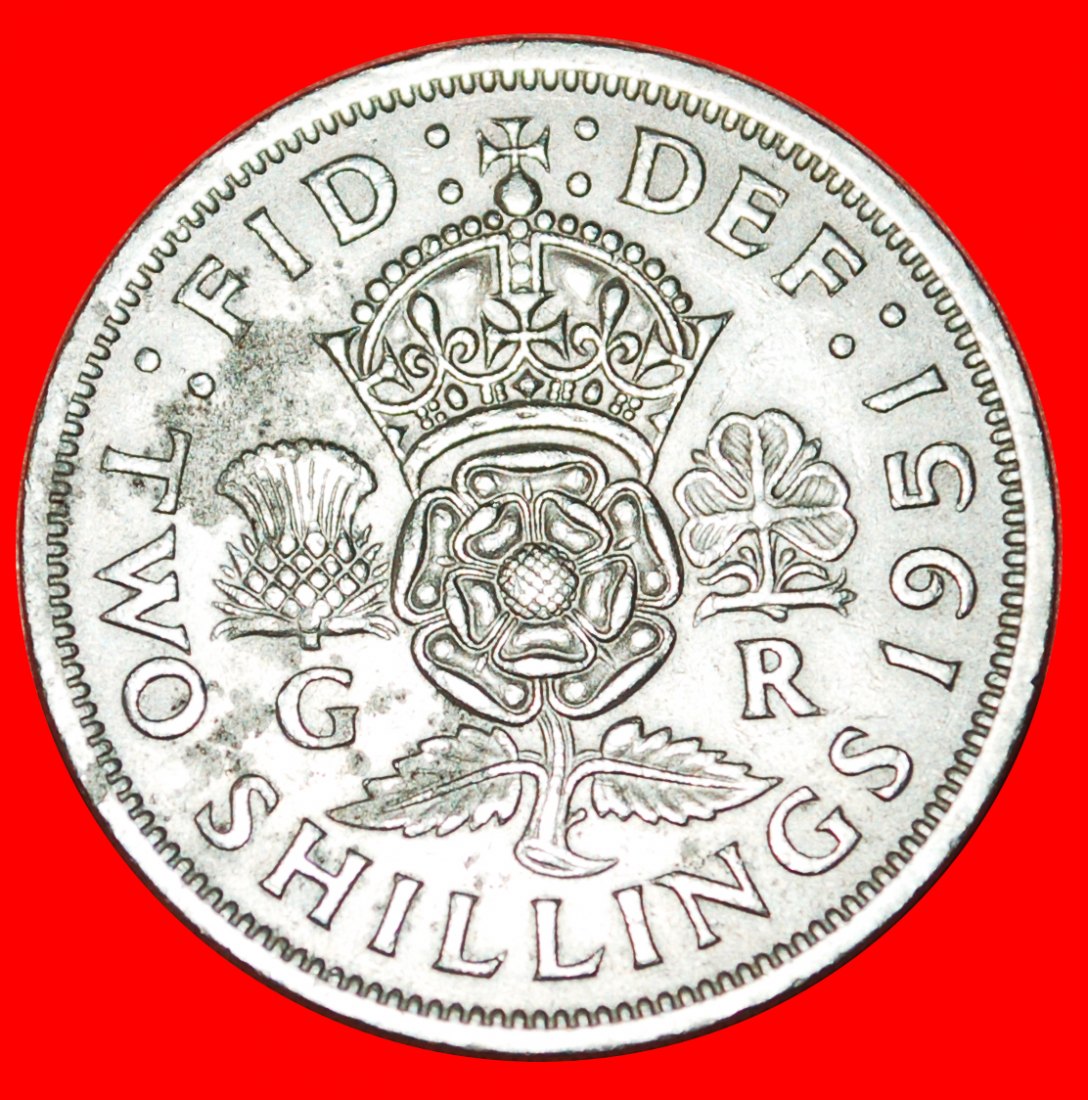 * TYPE 1949-1951: UNITED KINGDOM★2 SHILLINGS FLORIN 1951★GEORGE VI 1937-1952★LOW START ★ NO RESERVE!