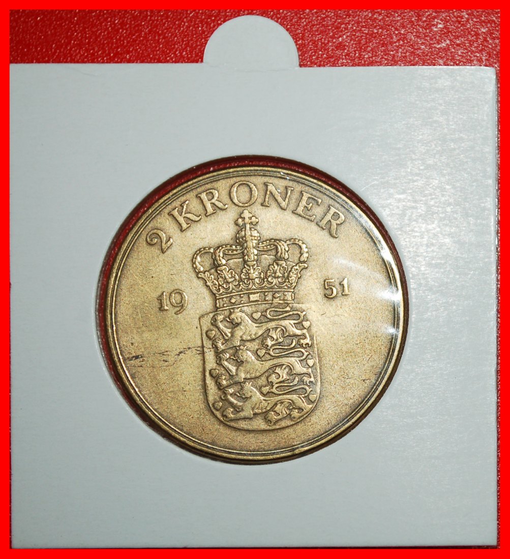 * LÖWEN (1947-1959): DÄNEMARK ★ 2 KRONER 1951! FREDERIK IX. (1899-1972) IN PACKUNG!★OHNE VORBEHALT!