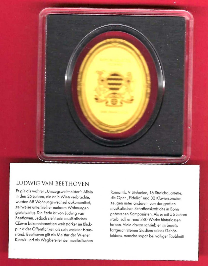  Republik Tschad 5000Francs van Beethoven 1/200oz Feingold Münzenankauf Frank Maurer Koblenz X575   