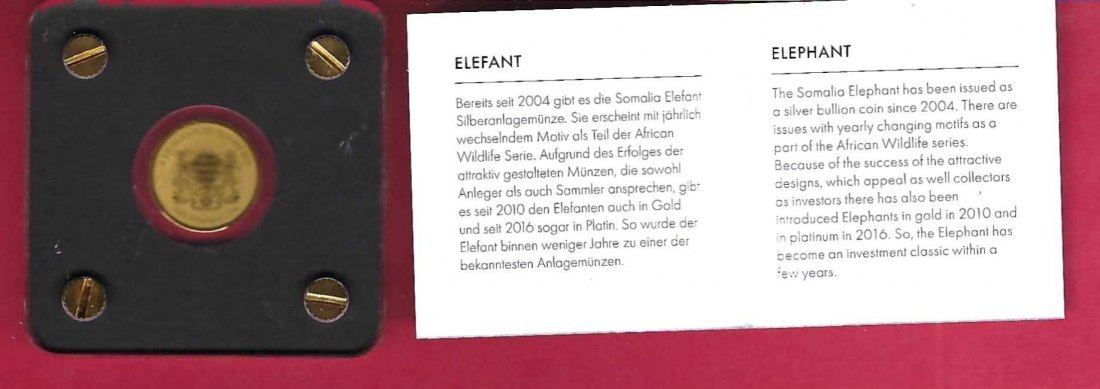  Bullion o.f.t.World Elefant 1/500 Oz Feingold Golden Gate Koblenz Frank Maurer X580   