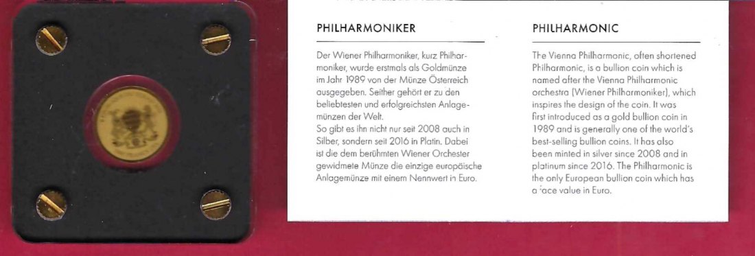  Bullion o.f.t.World Philharmoniker 1/500 Oz Feingold Golden Gate Koblenz Frank Maurer X581   
