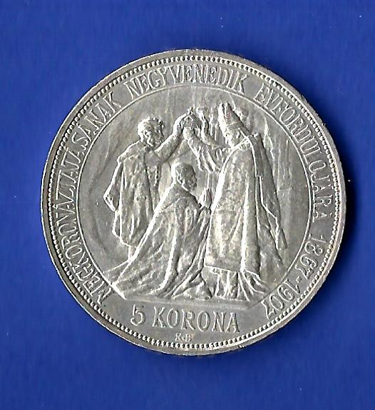  Österreich Ungarn 5 Kronen 1907 Kremnica -st Golden Gate Frank Maurer Koblenz X362   