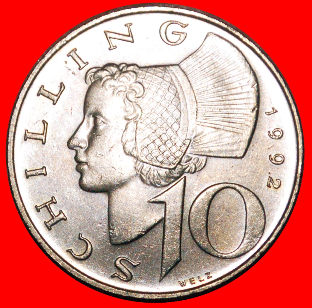  * HAMMER AND SICLE  (1974-2001)★ AUSTRIA ★ 10 SHILLINGS 1992 UNC MINT LUSTRE!★LOW START★ NO RESERVE!   