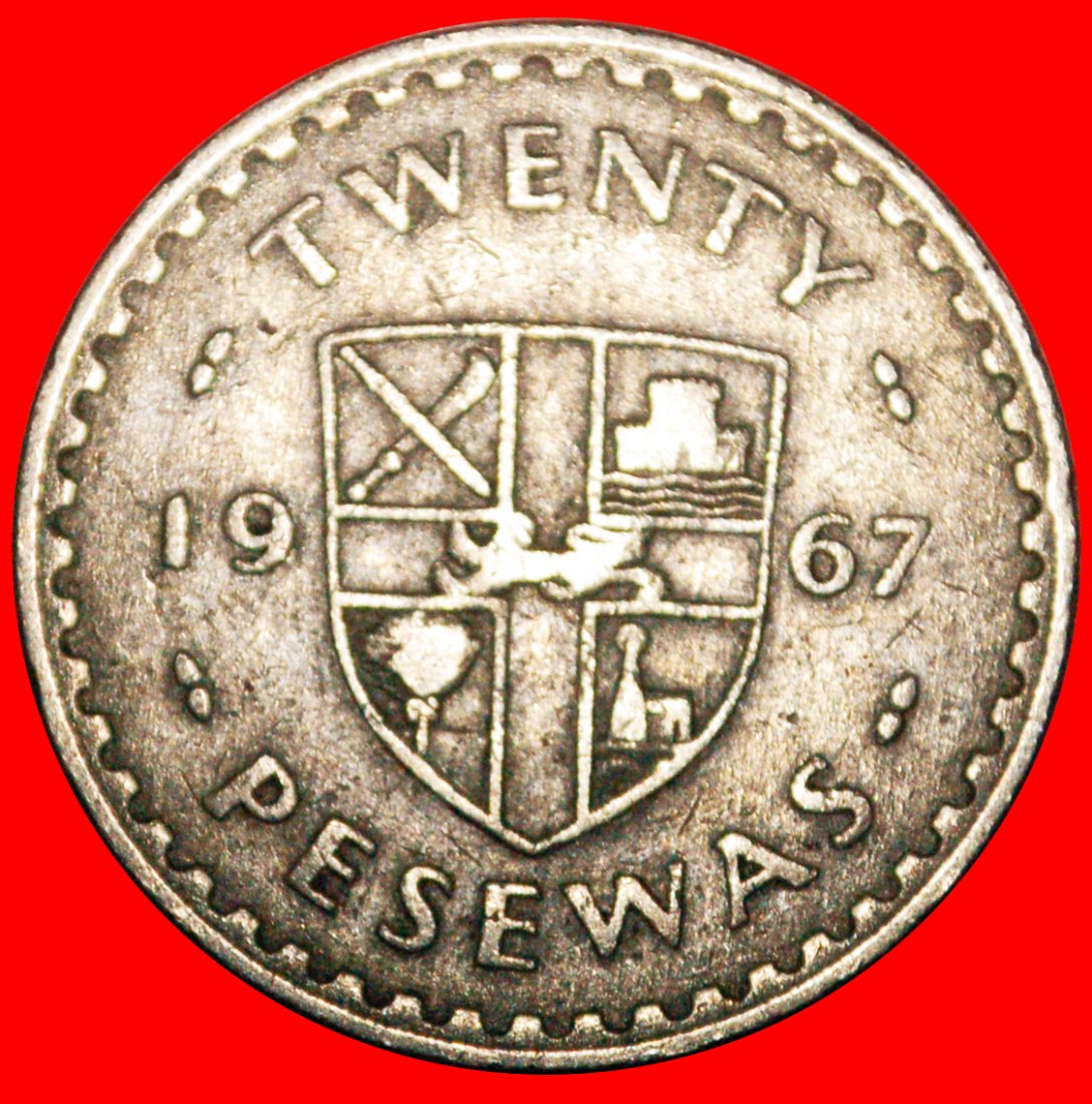 * GROSSBRITANNIEN (1967-1979): GHANA ★ 20 PESEWAS 1967 KAKAO! ★OHNE VORBEHALT!