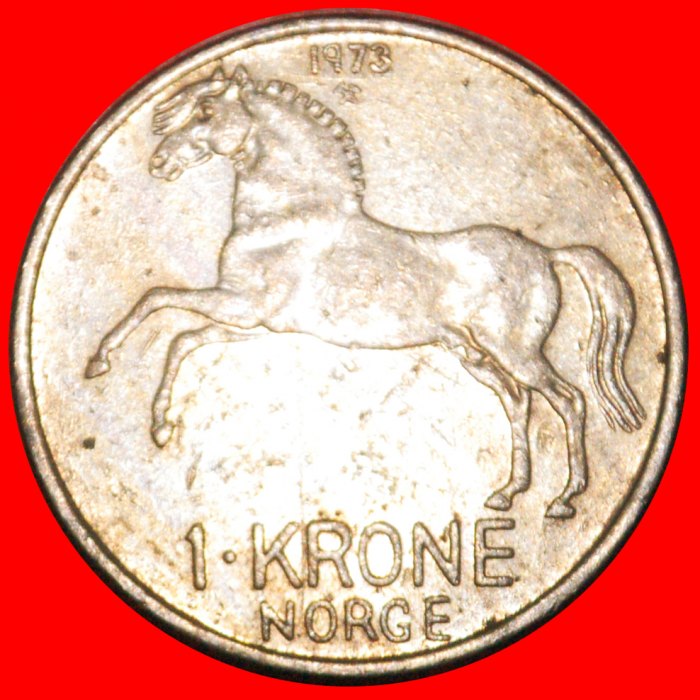  * HORSE (1958-1973): NORWAY ★ 1 CROWN 1973! OLAV V (1957-1991) ★LOW START ★ NO RESERVE!   